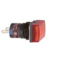 voyant carré diam 16 IP 65 rouge DEL intégrée 12 V cosses