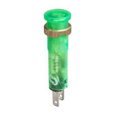 voyant rond diam 8 IP 40 vert DEL intégrée 48 V cosses