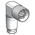 connecteur nu mâle, M23, 19 broches, angle droit presseétoupe Pg 13,5