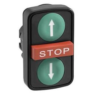 Harmony tête de bt-pous Ø22 verte+verte+rouge flèche haut bas STOP IP66