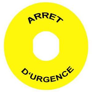 Harmony étiquette circulaire Ø60mm jaune - logo EN13850 - ARRET D'URGENCE