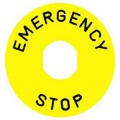 Harmony étiquette circulaire Ø60mm jaune - logo EN13850 - EMERGENCY STOP