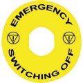 Harmony étiquet circul Ø60 jaune logo EN13850 EMERGENCY SWITCHING OFF pr ZBZ3605