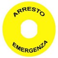 Harmony étiquette circulaire Ø60mm jaune - logo EN13850 - ARRESTO EMERGENZA