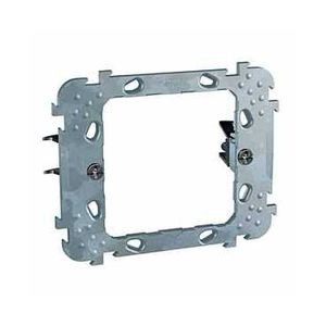 Support de fixation Unica Schneider Electric - 1 poste - 2 mobules - Entraxe 57mm - Griffes longues - Zamak