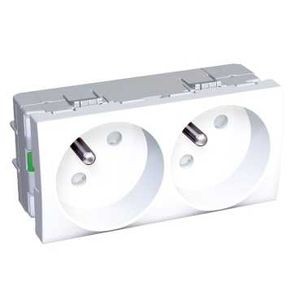 Schneider Altira prises doubles 2P+T - blanc polaire