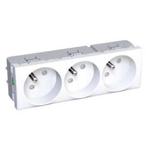 Schneider Altira prises triples 2P+T - blanc polaire