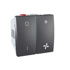 Schneider Unica Graphite double interrupteur VMC 2 vitesses+position marche/arrêt 2 mod