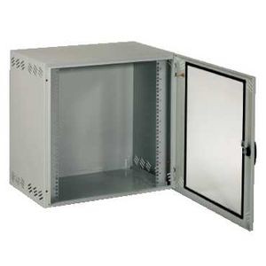 Actassi Coffret mural VDC 18U L600 P400 1corps chassis fixe19Ppte vitrée RAL7035