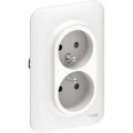 Double Prises de Courant Blanc Ovalis Schneider Electric - 2P+T