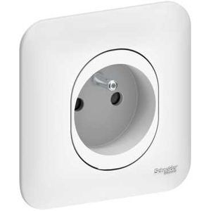 Schneider Ovalis Prise de courant 2P+T connexion à vis à griffes avec plaque - Schneider Electric - S265039