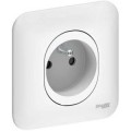 Schneider Ovalis Prise de courant 2P+T connexion à vis à griffes avec plaque - Schneider Electric - S265039