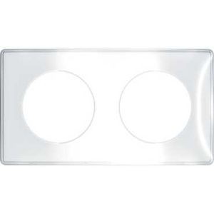 Schneider Odace You Transparent, plaque de finition support Blanc 2 postes entraxe 71 mm