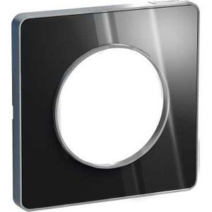 Plaque aluminium brillant fumé avec liseré aluminium Schneider Odace Touch 1 poste