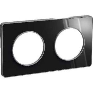 Plaque aluminium brillant fumé avec liseré aluminuim Schneider Odace Touch 2 postes entraxe 71mm