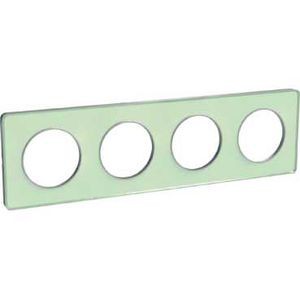 Plaque translucide verre avec liseré aluminuim Schneider Odace Touch 4 postes entraxe 71mm