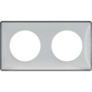 Schneider Odace You Transparent, plaque de finition support Alu 2 postes entraxe 71 mm