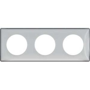Schneider Odace You Transparent, plaque de finition support Alu 3 postes entraxe 71 mm