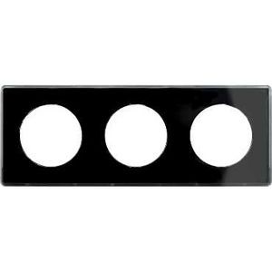 Schneider Odace You Noir, plaque de finition support Alu 3 postes entraxe 71 mm