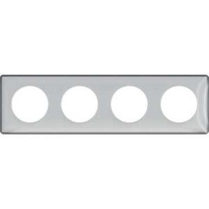Schneider Odace You Transparent, plaque de finition support Alu 4 postes entraxe 71 mm