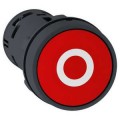 Harmony bouton-poussoir affleurant - Ø22 - rouge - 1O+1F - blanc O