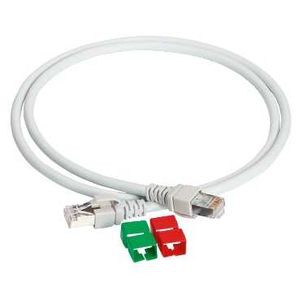 Schneider Actassi cordon CL-MNC U/UTP 4 paires cat. 6A 550 MHz LSZH - 5 mètres - gris