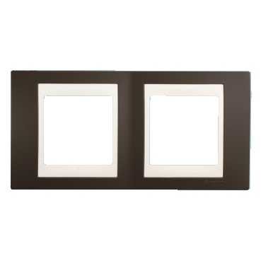 Schneider Unica Cacao liseré Blanc plaque de finition 2 poste horizontal 4 modules