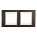 Schneider Unica Cacao liseré Blanc plaque de finition 2 poste horizontal 4 modules