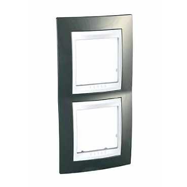 Schneider Unica Champagne liseré Blanc plaque de finition 2 poste vertical 71mm 4 mod.
