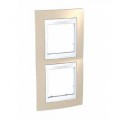 Schneider Unica Sable liseré Blanc plaque de finition 2 poste vertical 71mm 4 modules