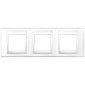 Plaque blanc liseré blanc Schneider Unica 3 postes 6 modules horizontal 