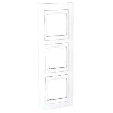 Plaque blanc liseré blanc Schneider Unica 3 postes 6 modules vertical