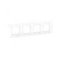 Plaque blanc liseré blanc Schneider Unica 4 postes 8 modules horizontal