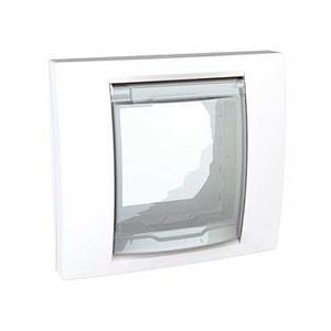 Plaque blanc liseré blanc Schneider Unica 1 poste 2 modules IP44