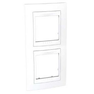 Plaque blanc liseré blanc Schneider Unica 2 postes 4 modules vertical