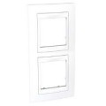 Plaque blanc liseré blanc Schneider Unica 2 postes 4 modules vertical
