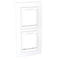 Schneider Unica Blanc liseré Blanc plaque de finition 2 poste vertical 71mm 4 modules