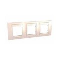 Schneider Unica Ivoire liseré Ivoire plaque de finition 3 postes horizontal 71mm 6modules
