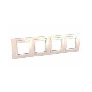 Schneider Unica Ivoire liseré Ivoire plaque de finition 4 postes horiz. 71mm 8 modules
