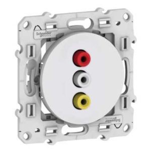 Odace - Prise Triple Rca Femelle - Blanc