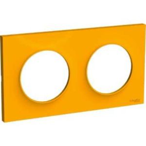 Plaque ambre Schneider Odace Styl 2 postes entraxe 71mm horizontal ou vertical