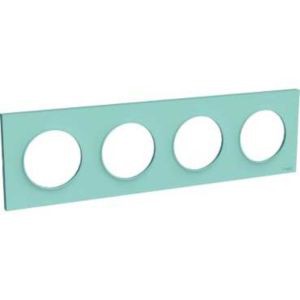 Plaque bleue cian Schneider Odace Styl 4 postes entraxe 71mm horizontal ou vertical