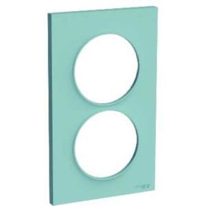 Plaque bleue cian Schneider Odace Styl 2 postes entraxe 57mm vertical