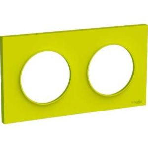 Plaque verte chartreuse Schneider Odace Styl 3 postes entraxe 57mm vertical