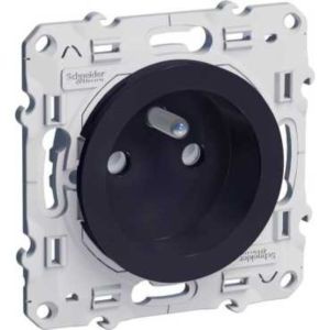 Prise de courant 2P+T anthracite Schneider Odace connexion à vis fixation à vis