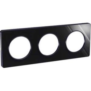 Plaque miroir brillant fumé avec liseré anthracite Schneider Odace Touch 3 postes entraxe 71mm
