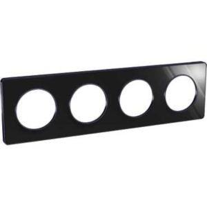 Schneider Odace Touch Plaque Miroir Brillant Fumé Avec Liseré Anth. 4postes Entraxe 71mm