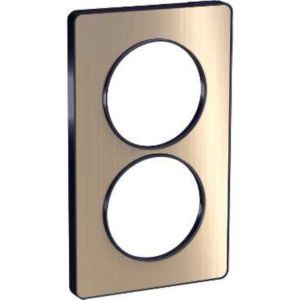 Schneider Odace Touch Plaque Bronze Brossé Avec Liseré Anth. 2 Postes Verticaux 57mm