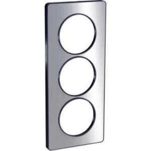 Schneider Odace Touch Plaque Aluminium Brossé Liseré Anth. 3 Postes Verti. Entraxe 57mm