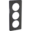Schneider Odace Touch Plaque Bois Frêne Avec Liseré Anthracite 3 Postes Verticaux 57mm